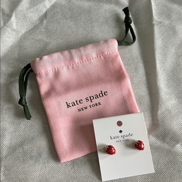 Kate Spade Picnic In The Park Strawberry Clutch Bag/ Stud Earrings Set - Picture 6 of 13